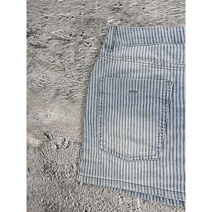 Galliano mini denim skirt striped blue