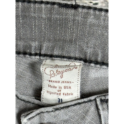 True Religion jeans grey black thick stitching flared Billy