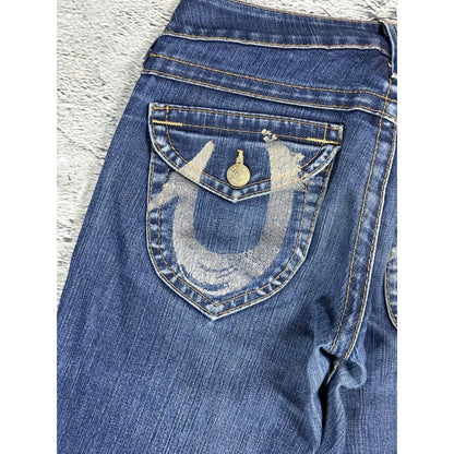 True Religion jeans Flared bootcut navy silver blue painted