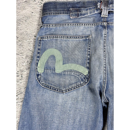 Evisu x Puma vintage baby blue jeans mint seagulls baggy