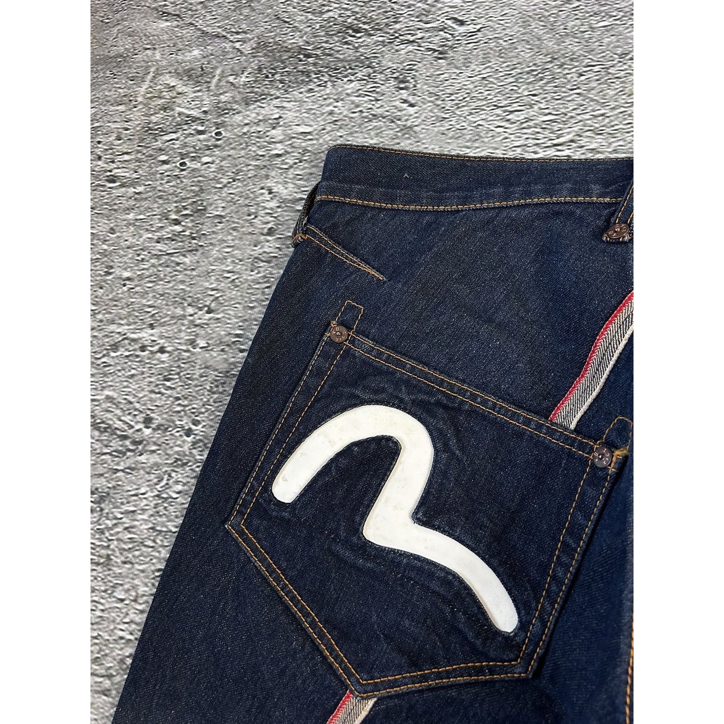 Evisu jeans vintage inside out selvedge white black