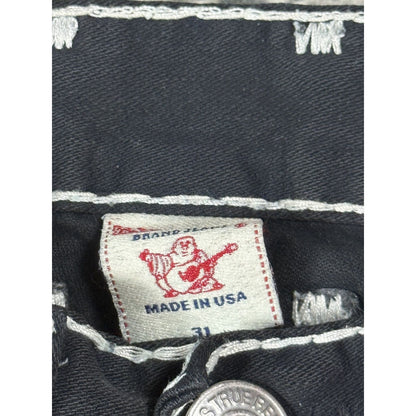 True Religion black jeans white thick stitching Y2K Logan