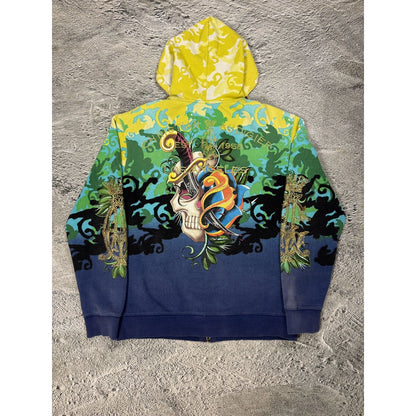 Ed Hardy zip hoodie yellow vintage Y2K Christian Audigier