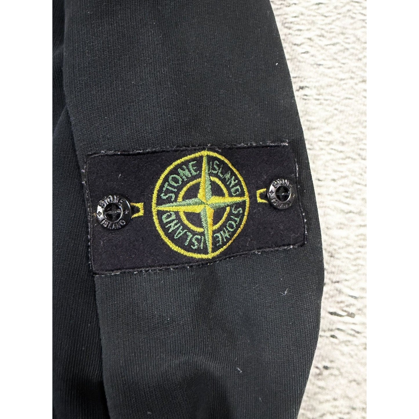 Stone island black hoodie with badge
