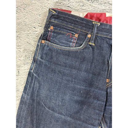 Evisu jeans vintage embroidery seagull logo selvedge red