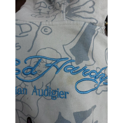 Ed Hardy zip hoodie baby blue vintage Y2K Christian Audigier