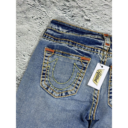 True Religion Vintage Bootcut Johnny Blue Gold Stitching
