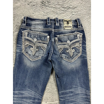 Rock Revival vintage jeans blue white stitching Y2K