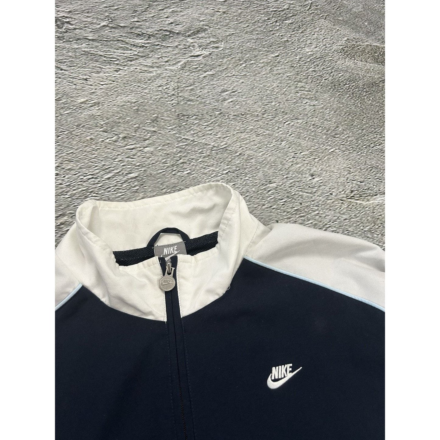 Nike track jacket nylon navy white vintage drill Y2K TN