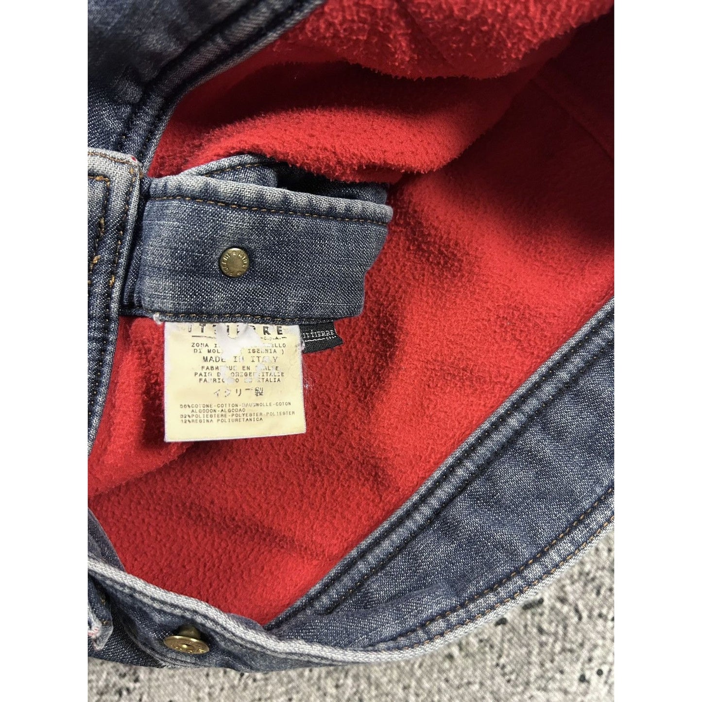 Dolce & Gabbana denim jacket distressed blue red avant garde