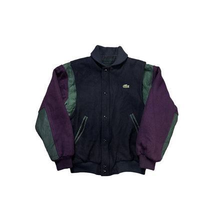 Lacoste wool varsity jacket multicolor leather green purple