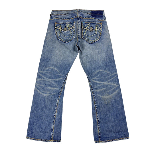 True Religion jeans vintage flared blue thick stitch