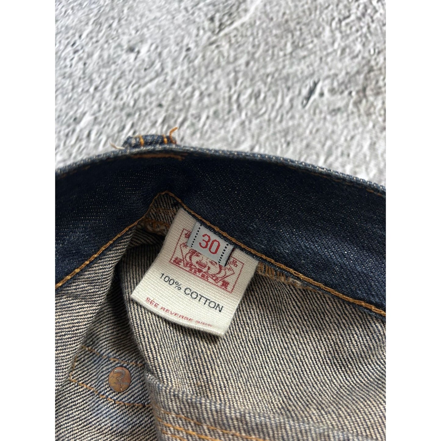 Evisu jeans vintage inside out selvedge white black