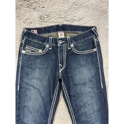 True Religion navy blue jeans white thick stitching Y2K Bobby