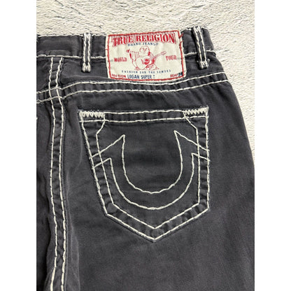 True Religion black jeans white thick stitching Y2K Straight