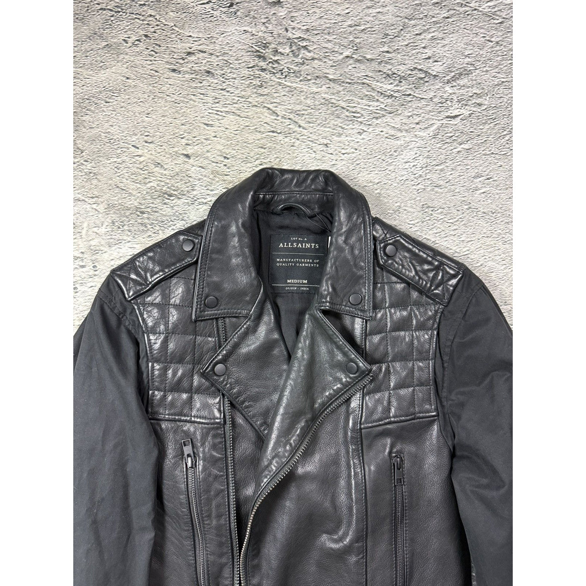 Allsaints Vintage Leather Jacket biker Avant Garde black