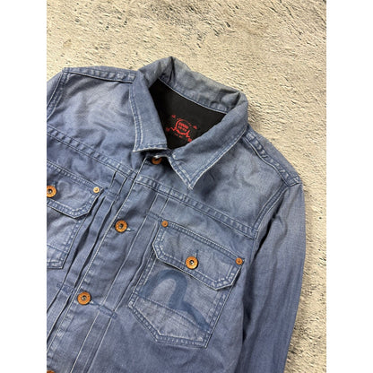 Evisu Japan vintage denim trucker jacket blue washed seagull
