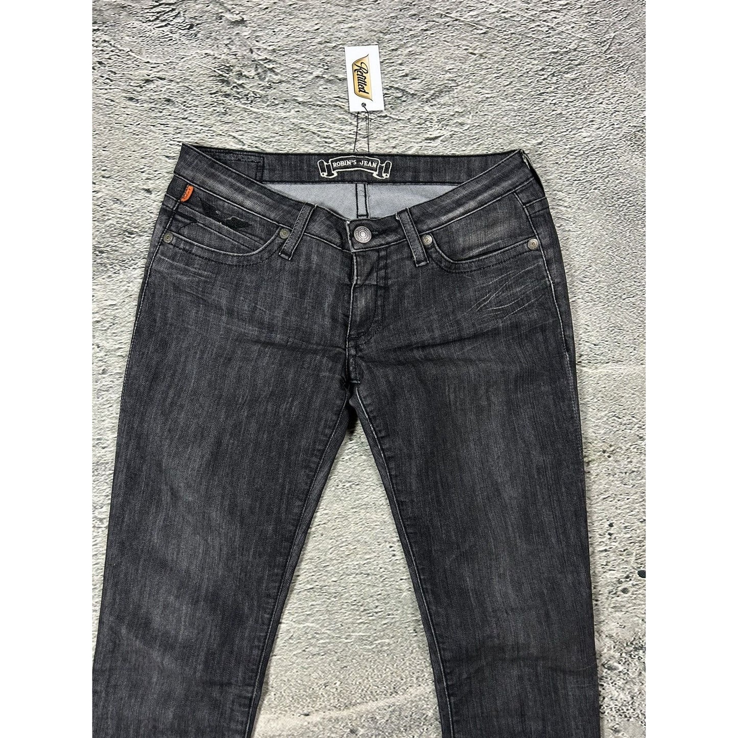 Robins jeans black rhinestones studded jeans flared Y2K