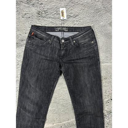 Robins jeans black rhinestones studded jeans flared Y2K