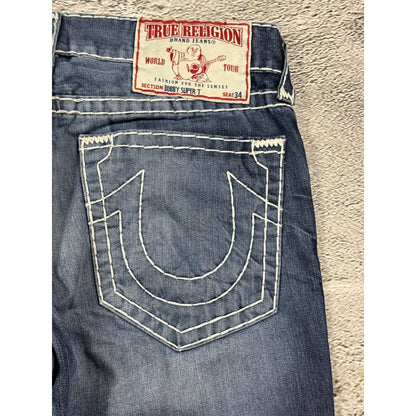 True Religion blue jeans white thick stitching Y2K Bobby