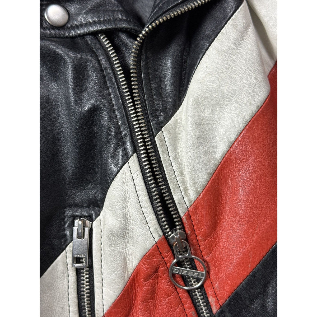 Diesel Vintage Leather biker polish black Jacket Avant Garde