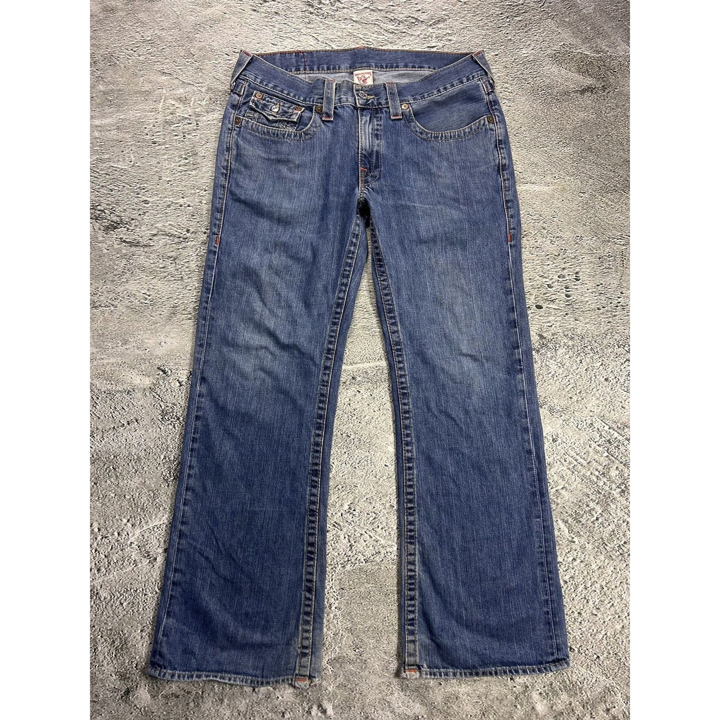 True Religion blue jeans contrast stitching Billy flared Y2K