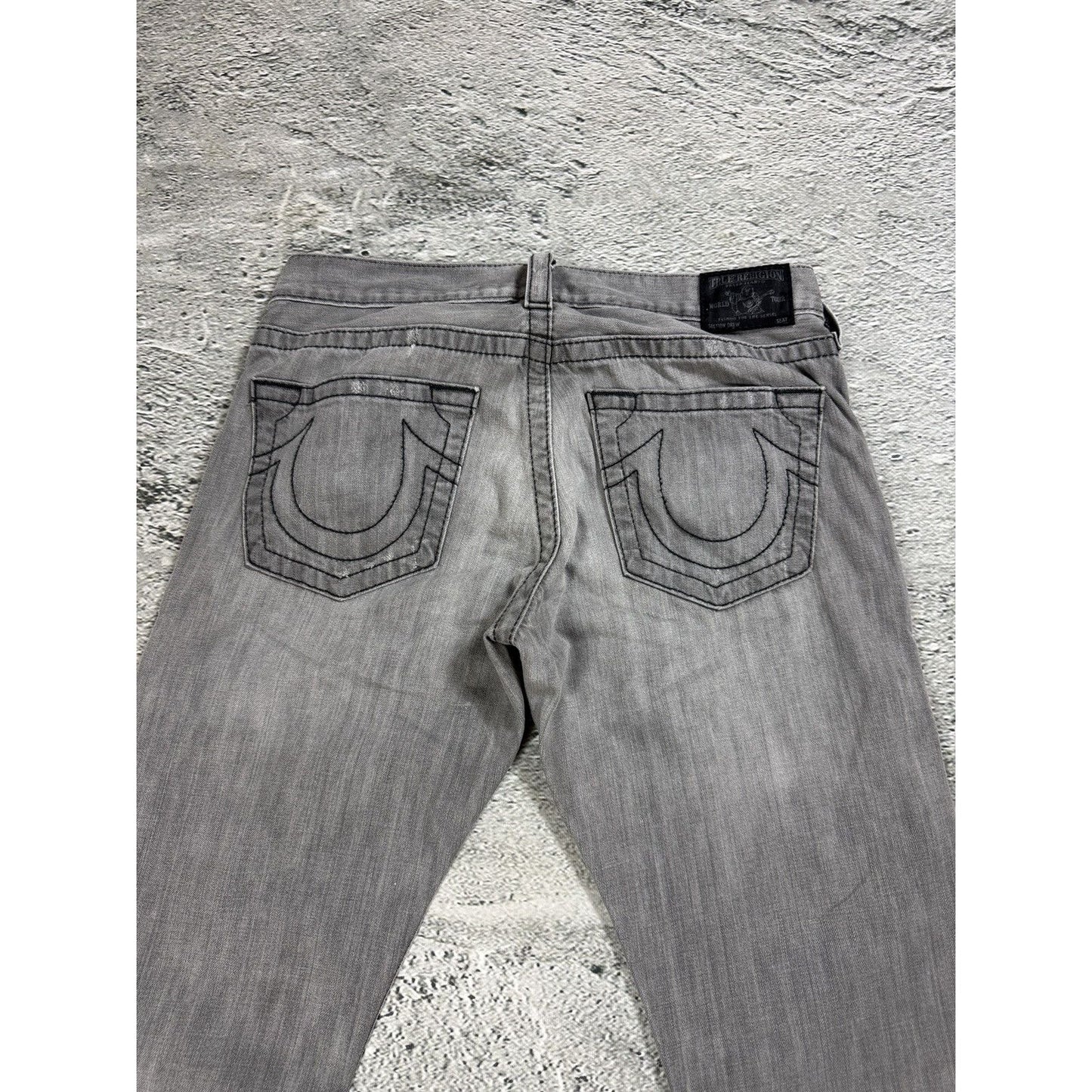 True Religion jeans vintage grey Drew straight distressed