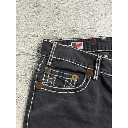 True Religion black jeans white thick stitching Y2K Straight