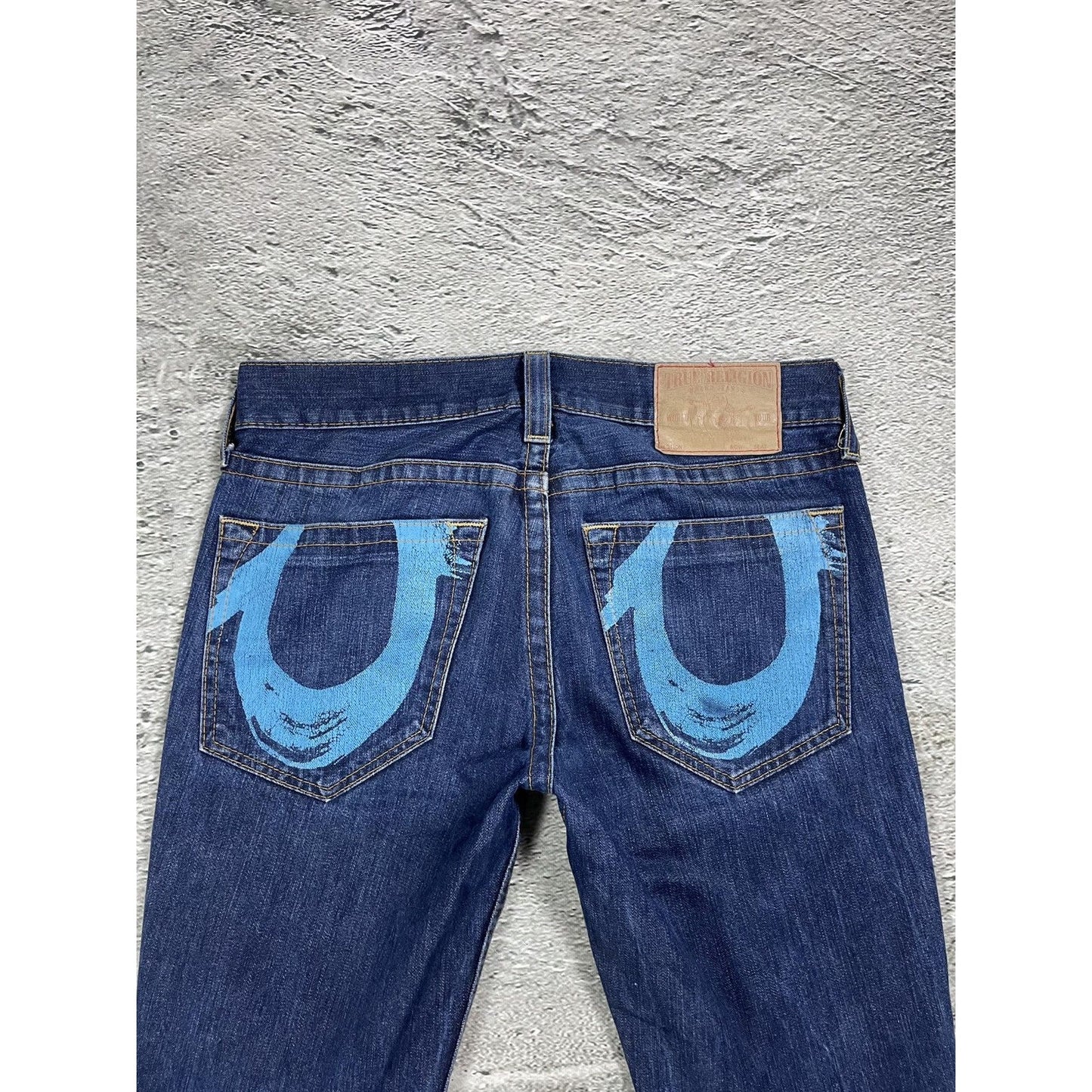 True Religion jeans vintage blue jeans big logo painted