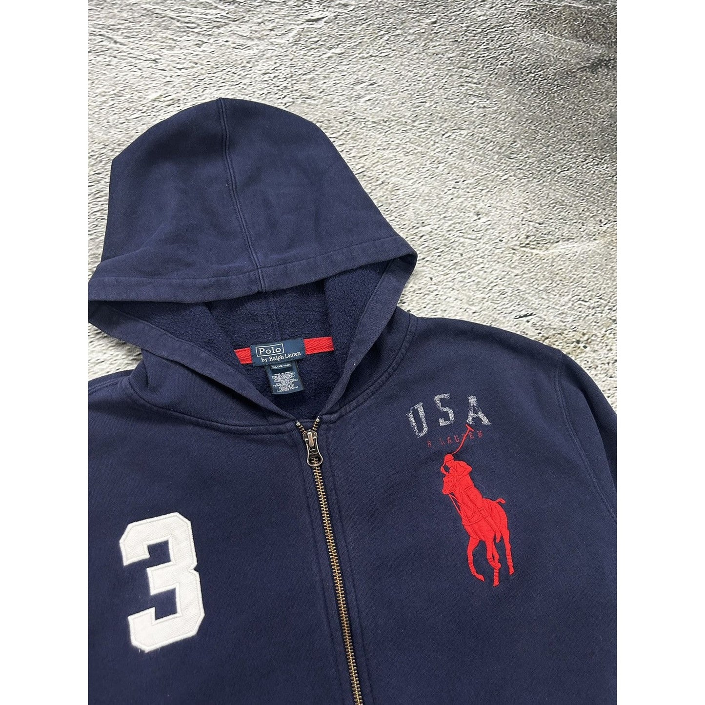 Chief Keef Polo Ralph Lauren zip hoodie USA navy