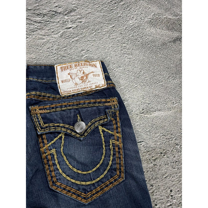 True Religion blue jeans gold stitching Ricky super QT