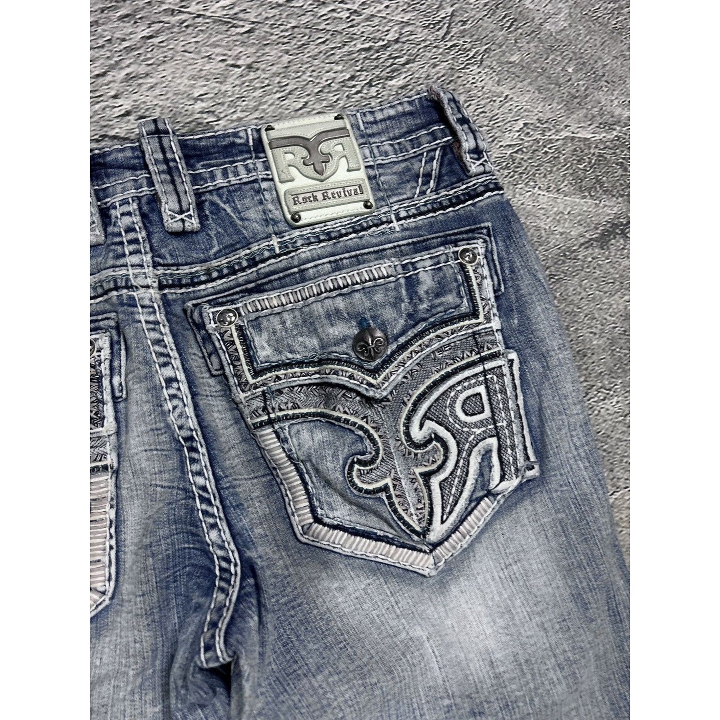Rock Revival vintage baby blue jeans Y2K straight jamon