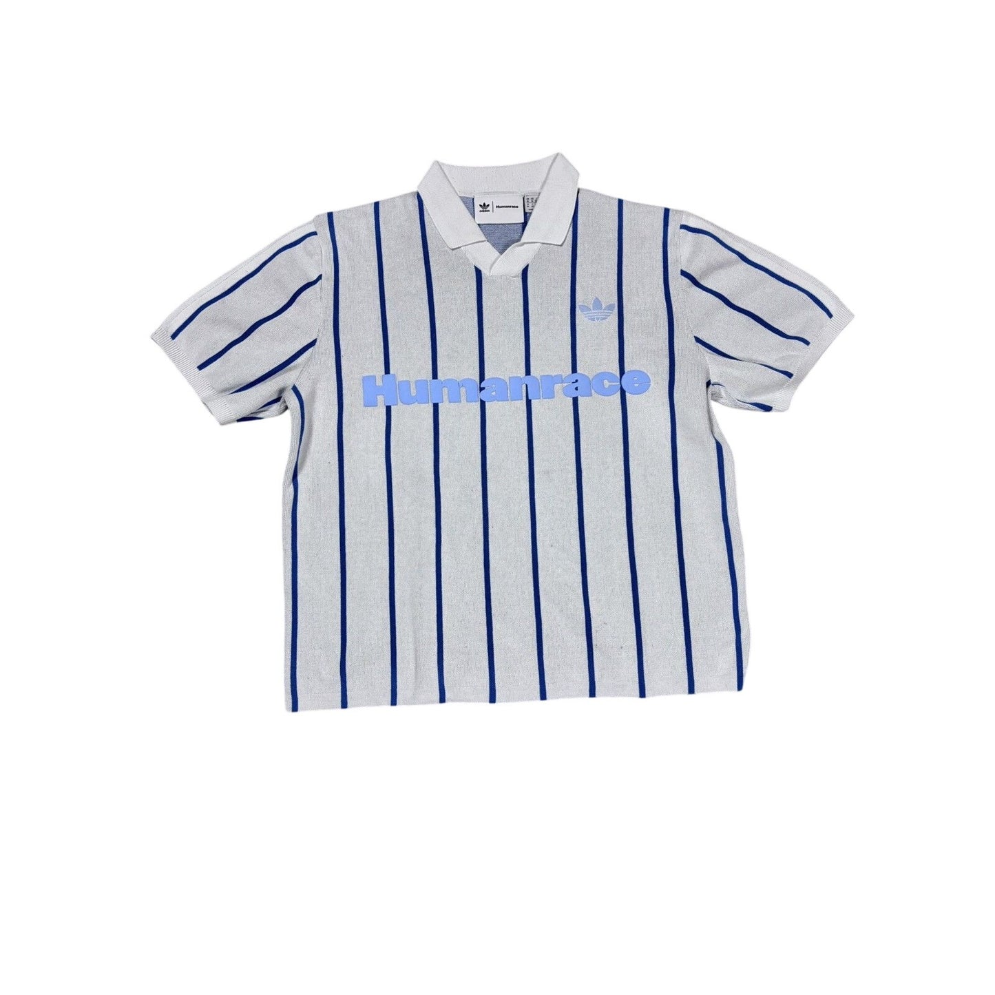 Adidas Human Made polo T-shirt blue striped jersey