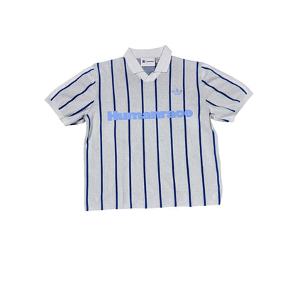 Adidas Human Made polo T-shirt blue striped jersey