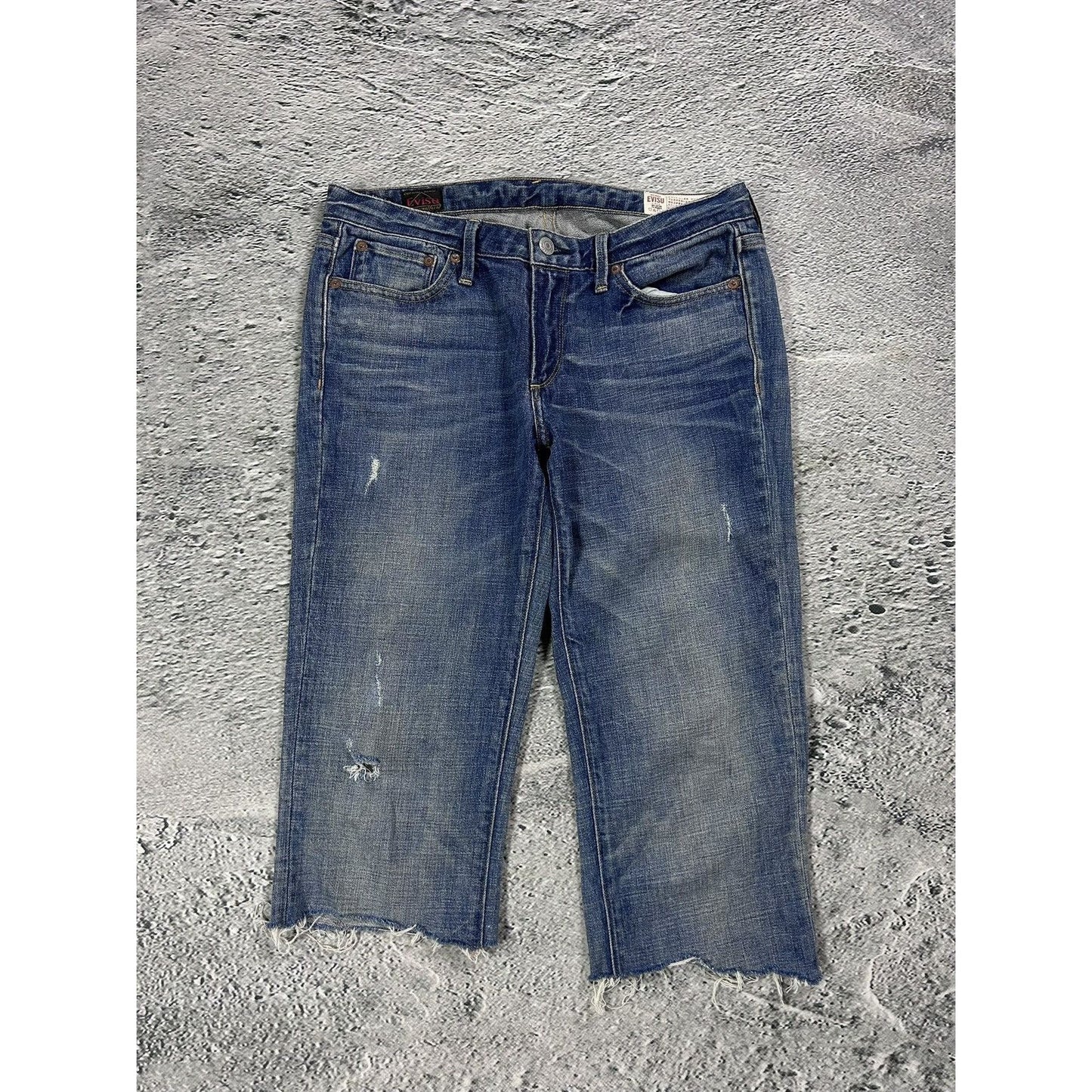 Evisu jorts daicock big logo vintage pink jeans shorts