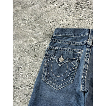 True Religion blue jeans white thick stitching Billy Super T
