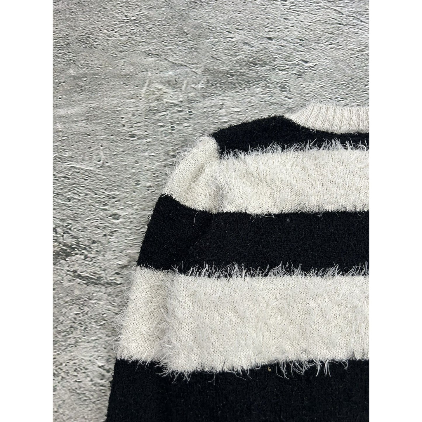 Milk Copenhagen Mohair Sweater Striped Black White Hairy