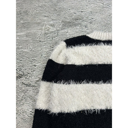 Milk Copenhagen Mohair Sweater Striped Black White Hairy