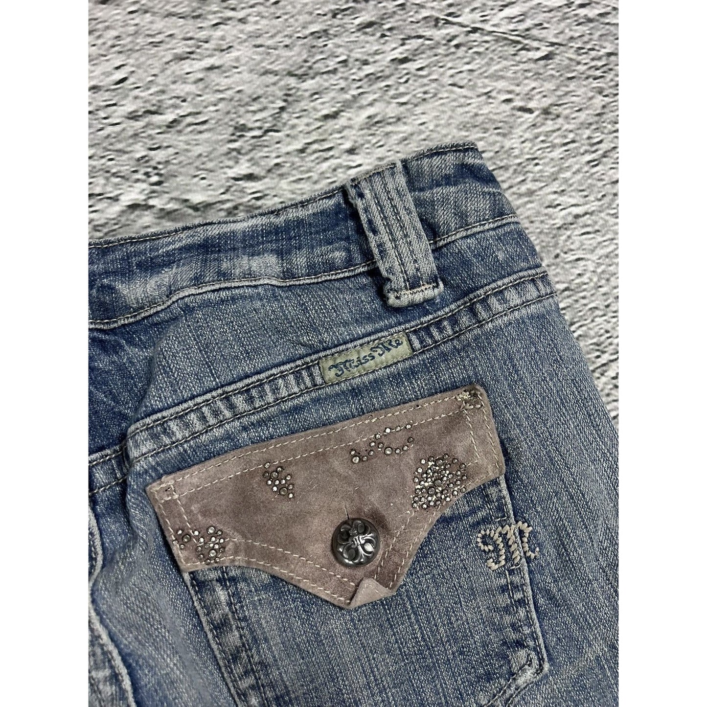 Miss Me flared bootcut white stitching denim vintage y2k
