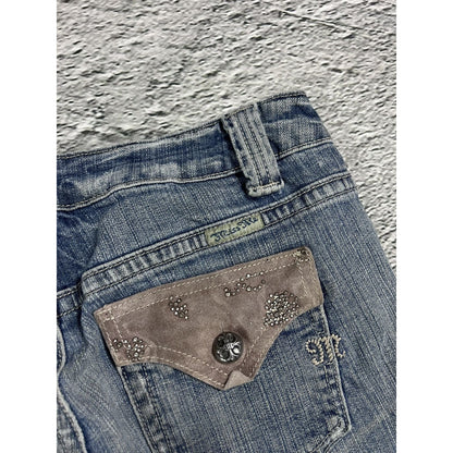 Miss Me flared bootcut white stitching denim vintage y2k