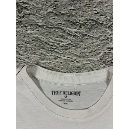 True Religion T-shirt white big logo silver horseshoe
