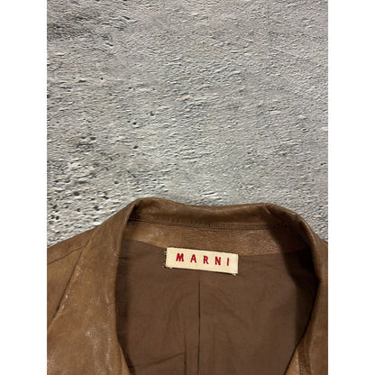Marni lamb leather jacket ramones brown