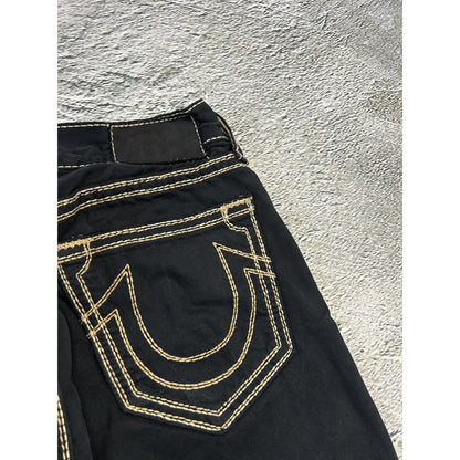 True Religion vintage black jeans denim thick stitching Y2K