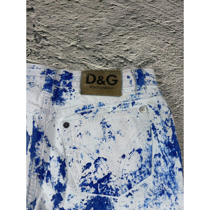 Dolce & Gabbana Painted flared jeans denim white blue
