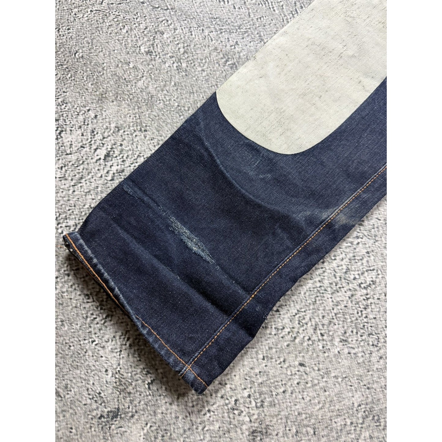 Evisu jeans white daicock big logo blue selvedge denim