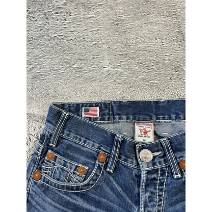 True Religion blue jeans white thick stitching Y2K