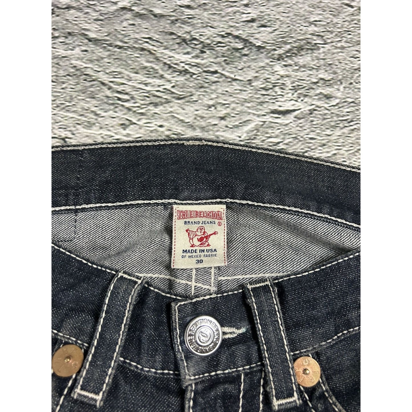 True Religion vintage jeans navy blue thick stitching Bobby