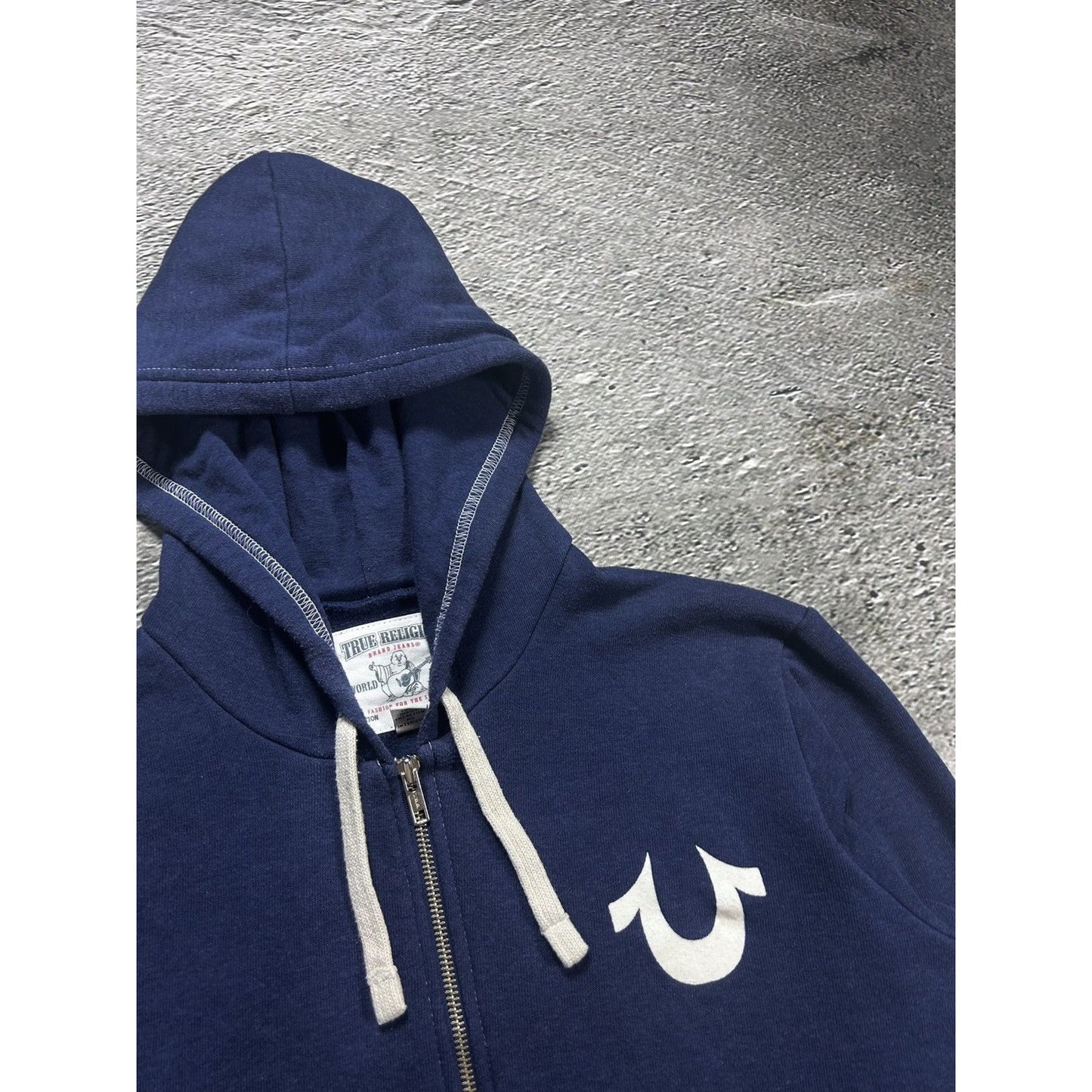 True Religion vintage Navy zip hoodie big logo Y2K