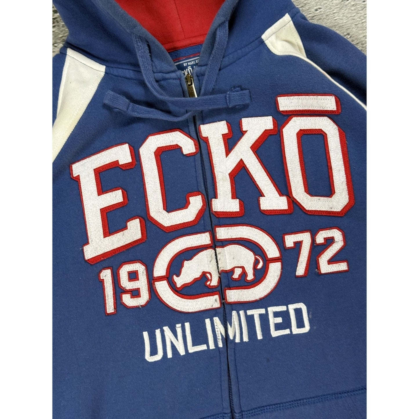 Ecko Unltd vintage zip hoodie blue red white big logo Y2K