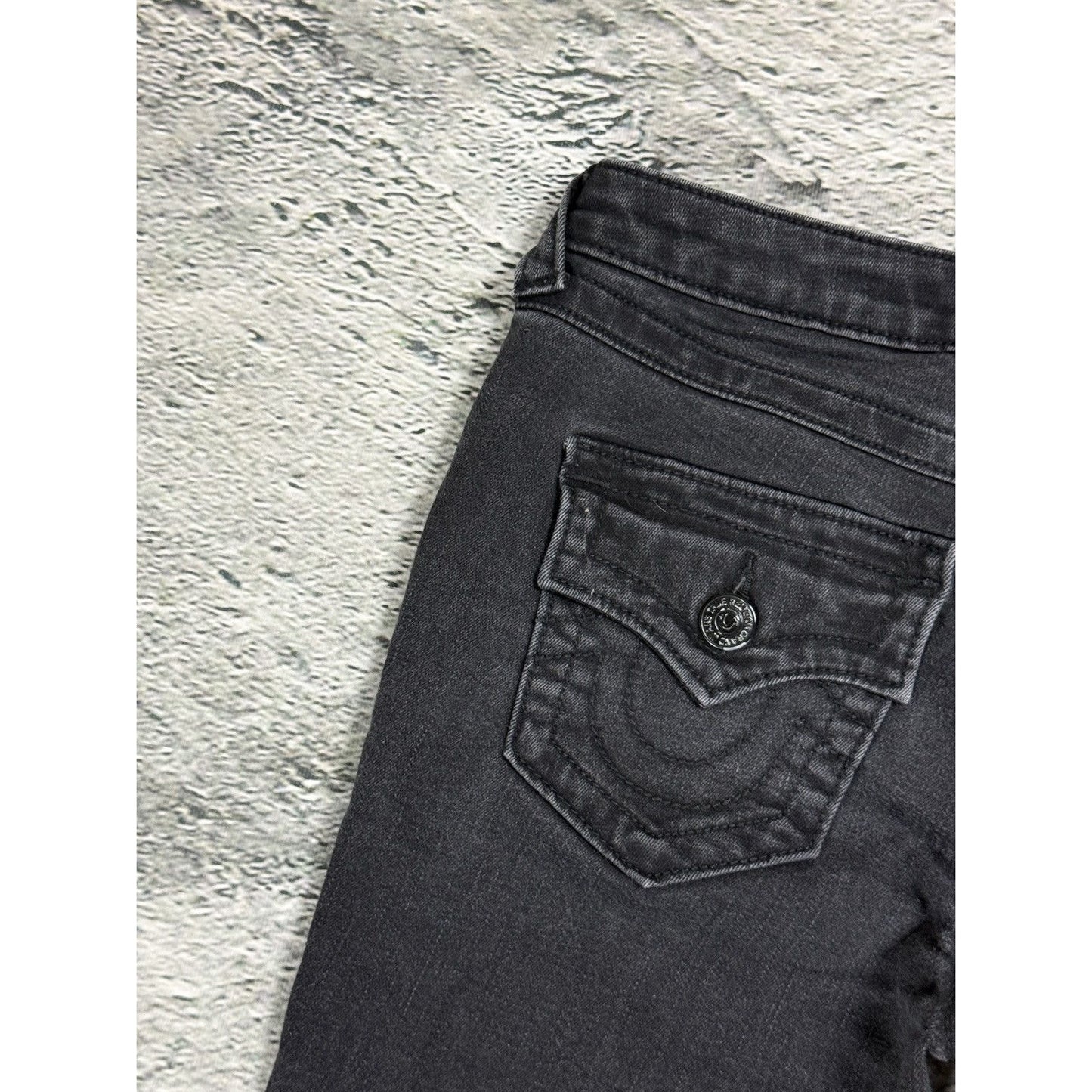 True Religion bootcut jeans black thick stitching Y2K Becca